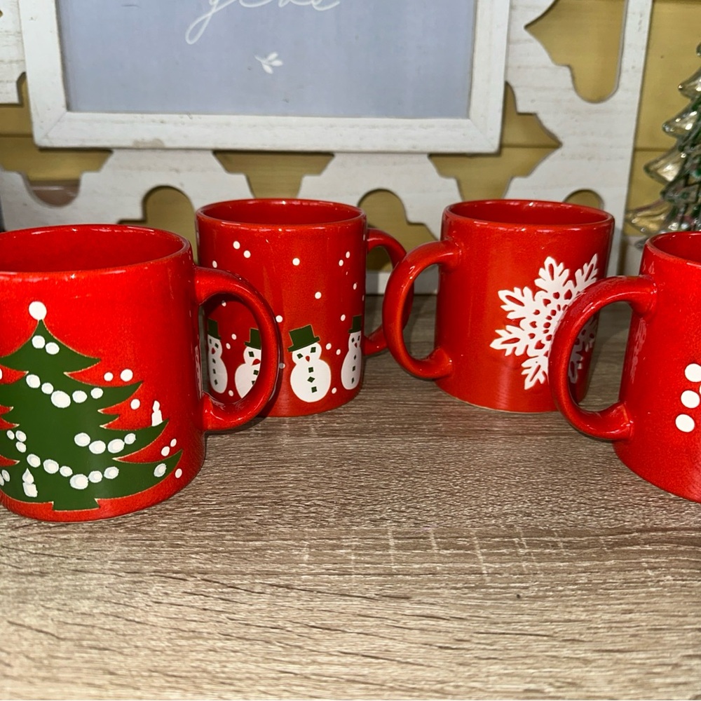 4 CHRISTMAS Waechtersbach Mugs Cups Coffee Wreaths , Snowman, tree and snowflake - Picture 14 of 15